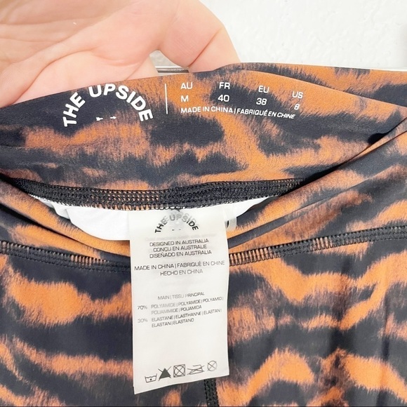 The Upside Tiger Printed Ankle High Rise Leggings Brown Black Athletic Workout - Picture 4 of 4